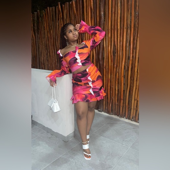 Multi the color 2 set skirt / top set - Picture 4 of 4